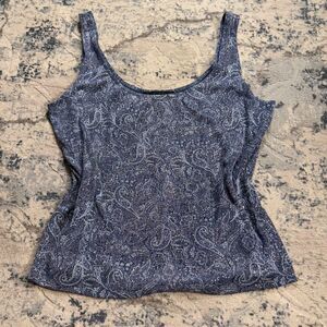 Alex Evenings Metallic Blue Sparkly Bling Glitter Tank Top Large Y2K Coquette